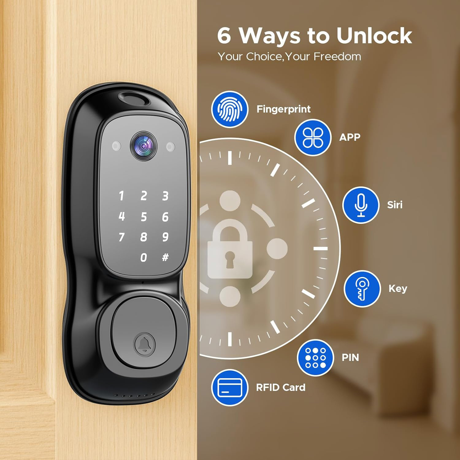 Tuya Wifi Smart Door Lock ‎Cam - Electronics & Gadgets Charging Gocable 8 In 1 Edc 100W Cable ulasan dan harga
