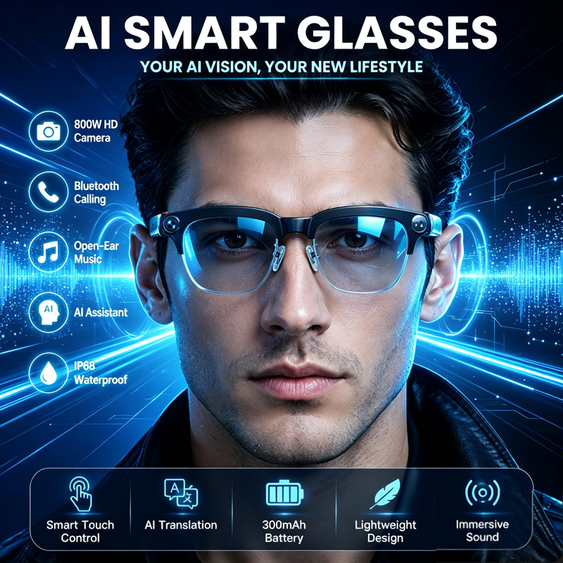 W630 Smart Glasses 800W HD Cam - Digital Alarm Clock ulasan dan harga